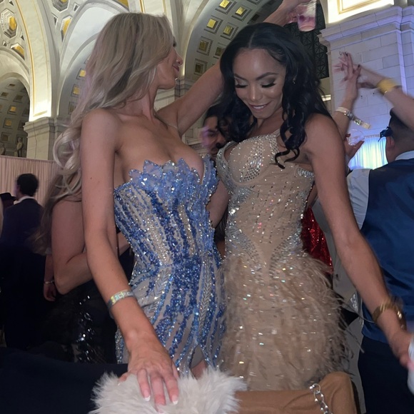 Blue embellished dress with leaf corset - Picture 7 of 12